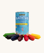 The Medenka beeswax washable bathtub crayons, with their recyclable cardboard packaging. 