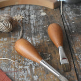 Mercurius flat head and round head  paintbrush with wooden egg shaped handle for children.