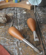 Mercurius flat head and round head  paintbrush with wooden egg shaped handle for children.