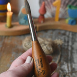 Mercurius round head paintbrush with wooden egg shaped handle for children.