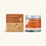  A jar of the orange Georganics toothpaste powder with the box