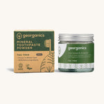  A jar of the tea tree Georganics toothpaste powder with the box