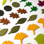 Moon Picnic eco-friendly wooden leaves laid out in rows on a white background