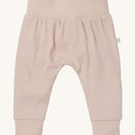 MORI leggings in blush. A light pink ribbed style leggings made from bamboo and organic cotton. Features an elasticated waist and leg cuff for a comfortable fit.