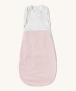 MORI baby swaddle bag. 100% organic bamboo and cotton swaddle in pink and white stripes. Features poppers by the arms and neck for easy fitting.