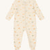 MORI two way sleepsuit. A jersey style all in one outfit made from bamboo and organic cotton in a light neutral colour with a lion design. Features a two-way zip and concealed for safety
