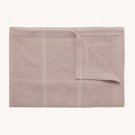 MORI cellular blanket in rose. A 100% organic fabric baby blanket in a light pink colour with air hole to keep cool and warm on colder days. 