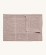 MORI cellular blanket in rose. A 100% organic fabric baby blanket in a light pink colour with air hole to keep cool and warm on colder days. 