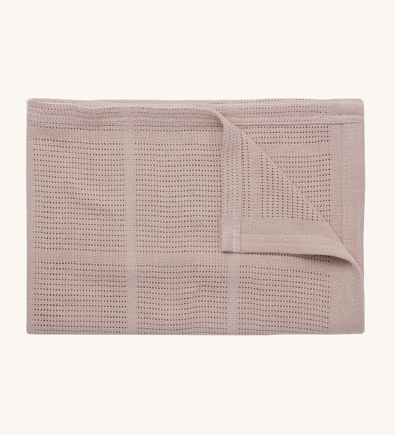 MORI cellular blanket in rose. A 100% organic fabric baby blanket in a light pink colour with air hole to keep cool and warm on colder days. 