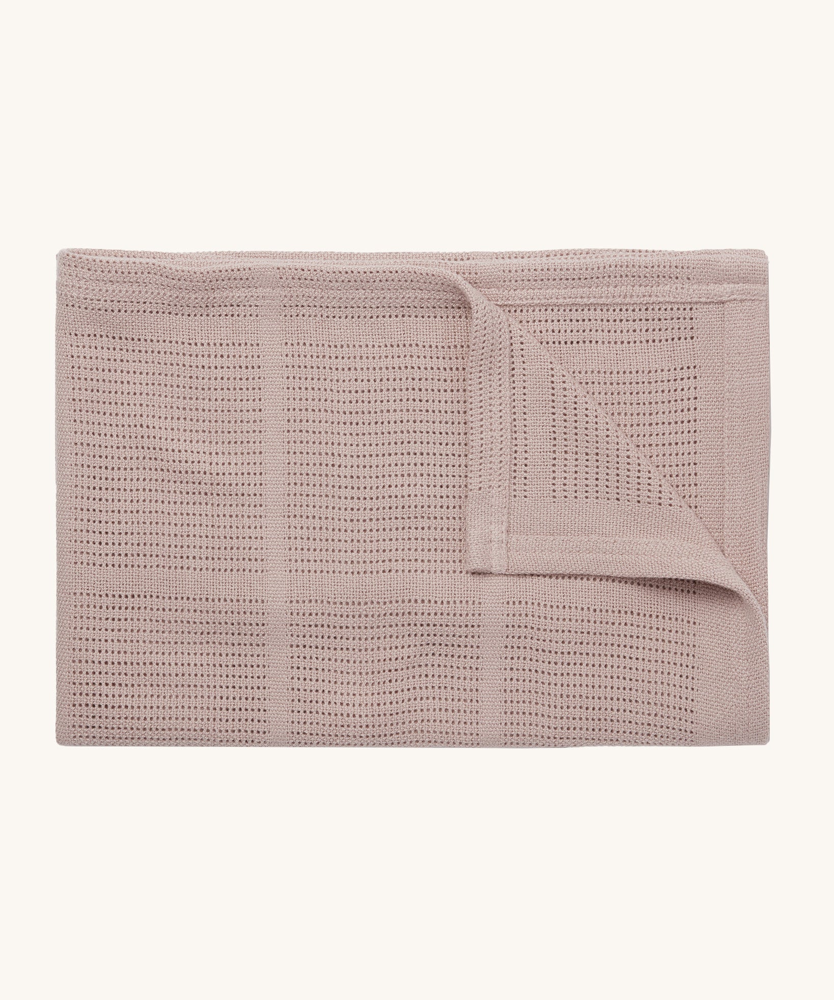 MORI cellular blanket in rose. A 100% organic fabric baby blanket in a light pink colour with air hole to keep cool and warm on colder days. 