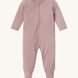 MORI Ribbed Two Way Zip Sleepsuit - Rose