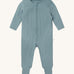 MORI two way sleepsuit in sky blue. A ribbed style all in one outfit made from bamboo and organic cotton. Features a two-way zip and concealed for safety