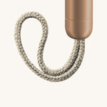 A close up of the natural cord on the rose gold safety razor