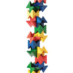 Naef Spiel wooden construction blocks stacked in a geometric tower on a white background