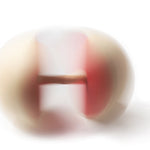 Naef sustainable wooden spinning top spinning very fast on a white background