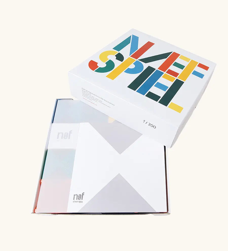 Naef spiel signature edition limited spiel block set. Tribute to Kurt Naef on the 100th anniversary of the founder's birth featuring a 60's inspired colour pallete. 