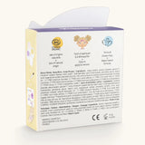 Ingredients list on the back of the pack of Namaki butterfly face painting kit with four face paints, brush and a sheet of tattoos.