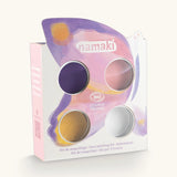 Namaki butterfly face painting kit with four face paints, brush and a sheet of tattoos.