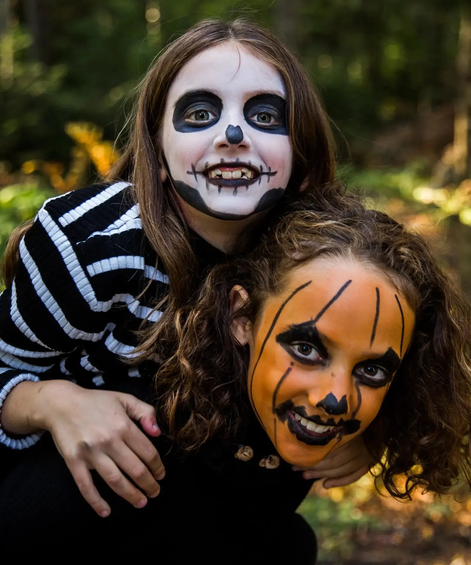 Namaki Halloween face painting kit used for a skeleton and pumpkin design on children's faces. 