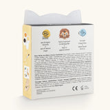 Ingredients listed on the back of the Namaki tiger face painting kit with four face paints, brush and a sheet of tattoos.