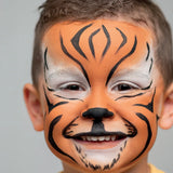 Namaki tiger face painting kit used for a tiger design face paint on a child.