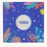 An closed blue cardboard box for the Namaki fairy moonlight make up set which has multicoloured leaves and flowers on a cream background.