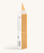 A back view packaging for the Namaki fairytale slim pencil set. Showing the back detail and shaped as a pencil in white and yellow.