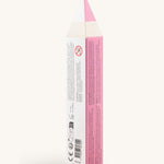 A back view packaging for the Namaki magical colours slim pencil set. Showing the back detail and shaped as a pencil in white and pink.
