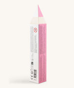 A back view packaging for the Namaki magical colours slim pencil set. Showing the back detail and shaped as a pencil in white and pink.