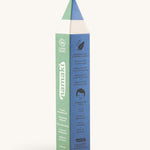 A front view packaging for the Namaki vidid colurs slim pencil set. Showing the front detail and shaped as a pencil in green and blue Features the brand name on the side