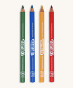 Namaki vivid colours face painting slim pencils set. Comes in, green, blue, yellow and red. Features the brand name on the side of the pencil