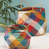 Namaste Multi-Colour Seagrass Basket with a larger sized basket pictured in the background