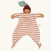 Nanchen Chestnut Baby Comforter Doll with a striped body brown and white body and a chestnut hat