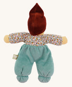 The back of a Nanchen Forest Child Organic and Handcrafted Waldorf Doll in sage green.