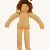 The  Nanchen handcrafted Little Red Riding Hood Waldorf doll shown with no clothes on. 