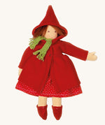 Nanchen handcrafted Little Red Riding Hood Waldorf doll. This doll has a removable outfit, all the pieces are beautifully detailed.  