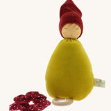 The Nanchen Little Red Riding Hood Lullaby Music Doll shown with it's red collar removed. A musical Waldorf doll, made from organic cotton and sheep's wool. 