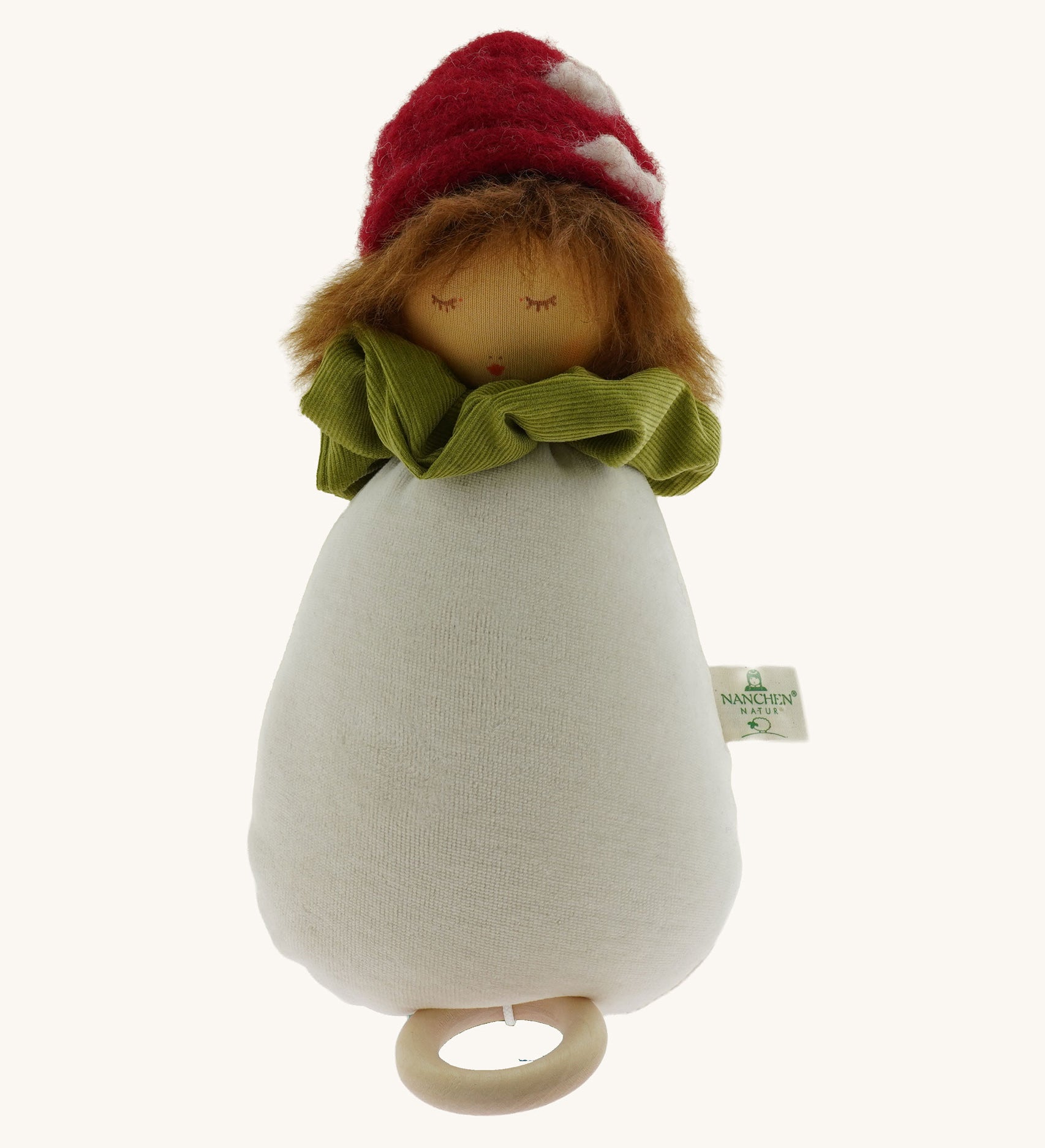 Nanchen Toadstool Lullaby Music Doll. A musical Waldorf doll, made from organic cotton and sheep's wool. 