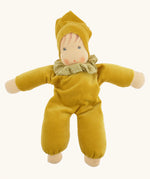 Nanchen Natur Nani Waldorf doll in gold  with a spotty collar that can be removed.