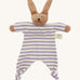 The Nanchen organic rabbit baby comforter, with an organic cotton terry body and brown velour rabbit head stuffed with  sheep wool.