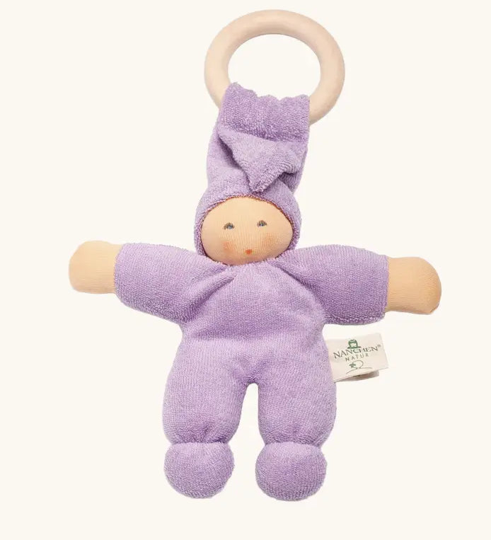 Nanchen Pimpel Doll with Teething Ring in lilac.