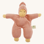 Nanchen Waldorf Cuddle Doll - Rose, a pink organic doll on a cream background. 