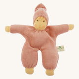 Nanchen Waldorf Cuddle Doll - Rose, a pink organic doll on a cream background. 