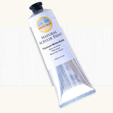 Natural Earth Paint titanium white acrylic paint in a 120ml aluminium tube. Features a black screw cap