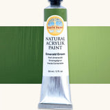 Natural Earth Paint emerald green natural acrylic paint in a 59ml aluminium tube and closed with a black screw cap.