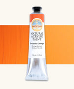 Natural Earth Paint ercolano orange natural acrylic paint in a 59ml aluminium tube and closed with a black screw cap.