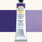 Natural Earth Paint ultramarine purple natural acrylic paint in a 59ml aluminium tube and closed with a black screw cap.