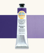 Natural Earth Paint ultramarine purple natural acrylic paint in a 59ml aluminium tube and closed with a black screw cap.