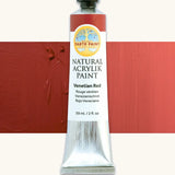 Natural Earth Paint Venetian red natural acrylic paint in a 59ml aluminium tube and closed with a black screw cap.