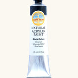 Natural Earth Paint black ochre natural acrylic paint in a 59ml aluminium tube and closed with a black screw cap